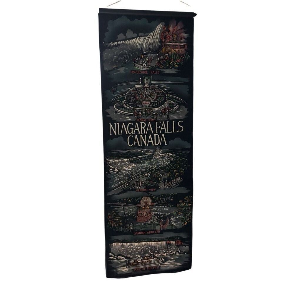 Niagara Falls Canada Vintage Souvenir Velvet Wall Hanging